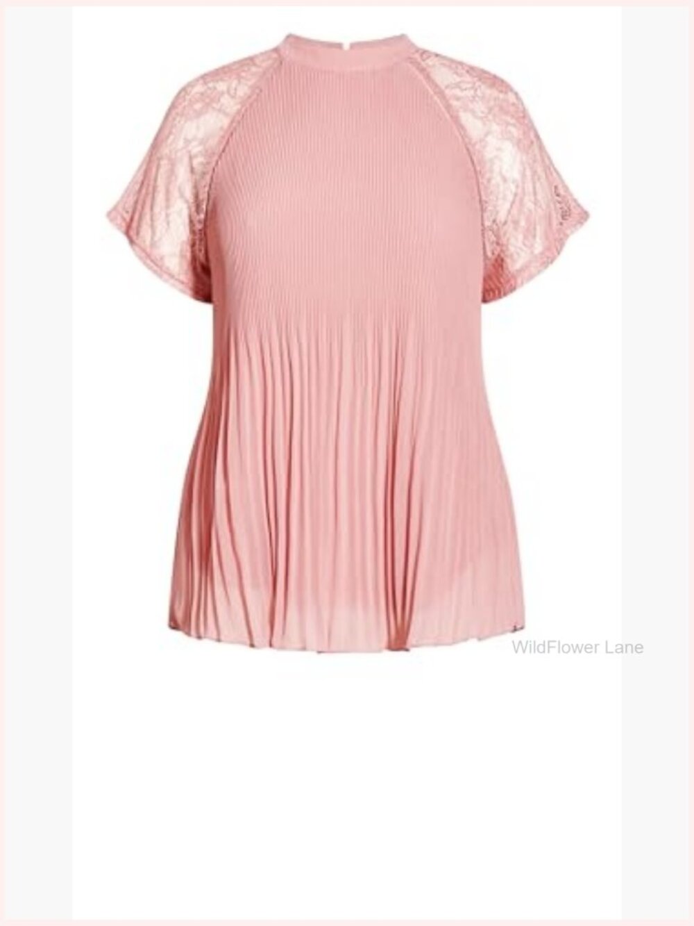 Plus Size Lace Trim Short Sleeve Blouse Pullover Top - Picture 5 of 6